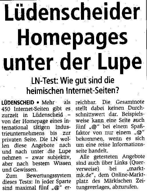 Luedenscheider Nachrichten Samstag, 19.05.2001